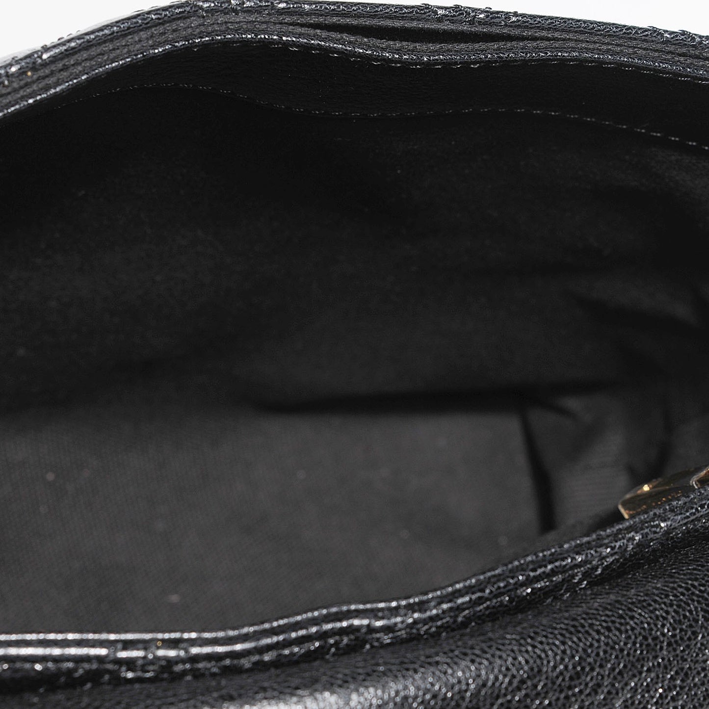 Lacquered Lambskin Quilted Large Baroque Single Flap Black