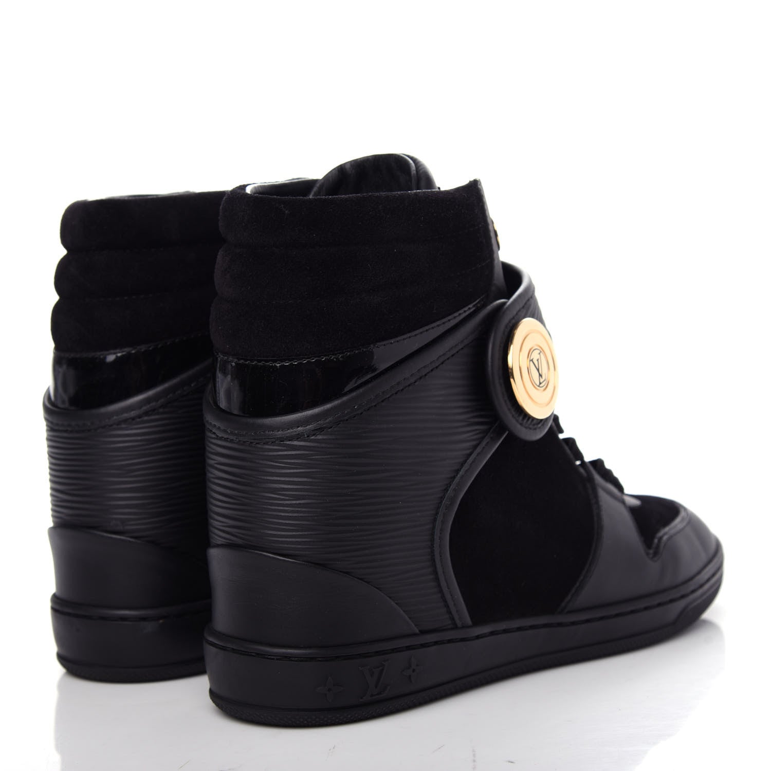 Louis Vuitton Epi Suede Postmark Wedge Sneakers 38 Black 4 of 10