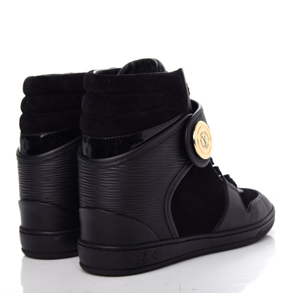 Louis Vuitton Epi Suede Postmark Wedge Sneakers 38 Black 4 of 10