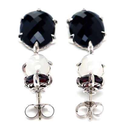 David Yurman Sterling Silver Garnet Quartz Onyx Chatelaine Triple Drop Earrings 3 of 4