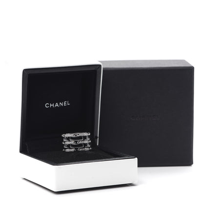 Chanel 18K White Gold Black Ceramic Diamond Large Ultra Ring 51 5.75 6 of 6