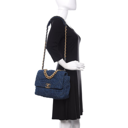 Chanel Denim Quilted Medium 19 Flap Blue 2 of 11
