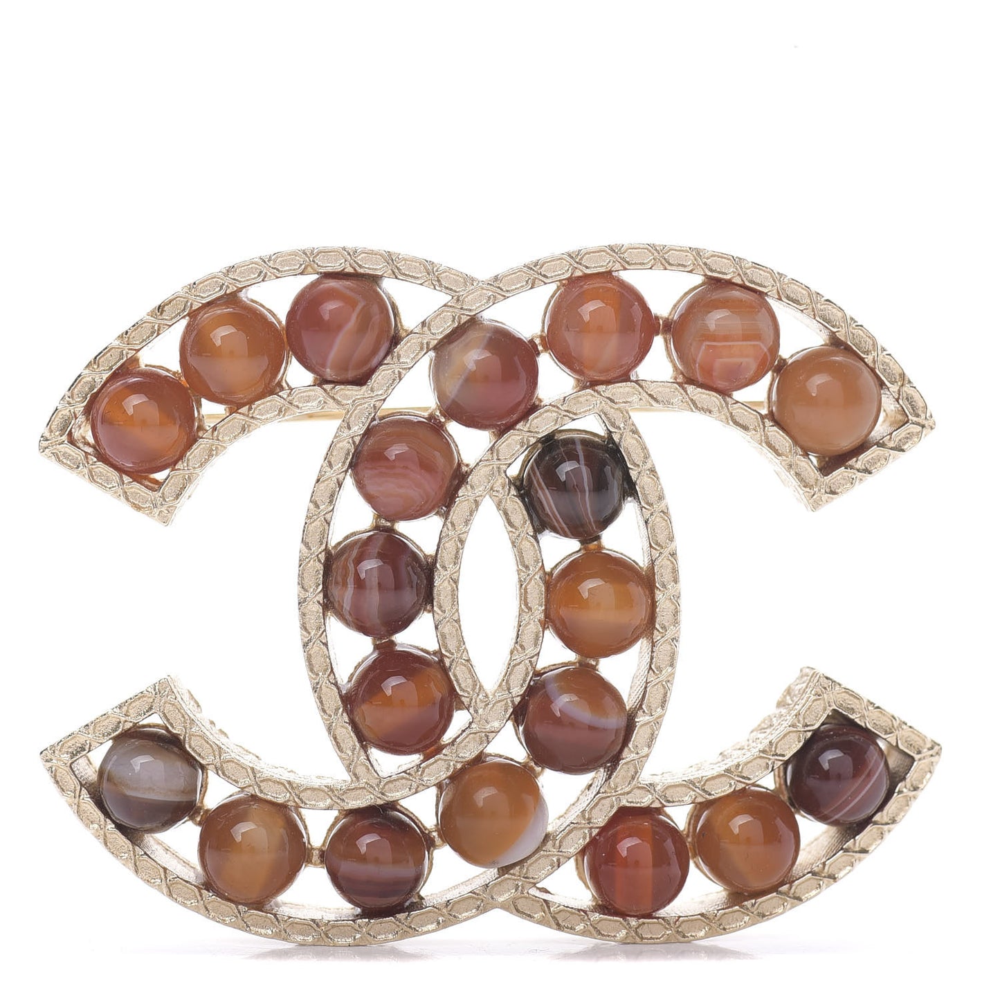 Bead CC Brooch Gold Orange