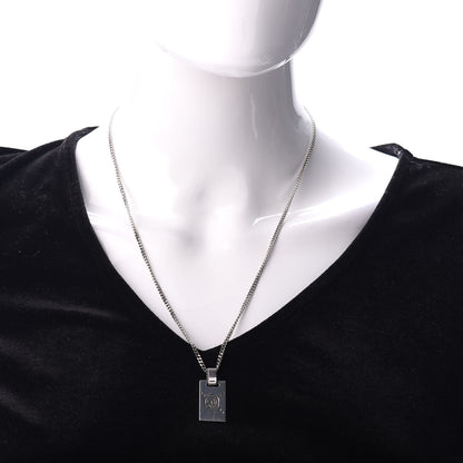 Gucci Sterling Silver GucciGhost Hamlet Skull Dog Tag Pendant Necklace 2 of 4