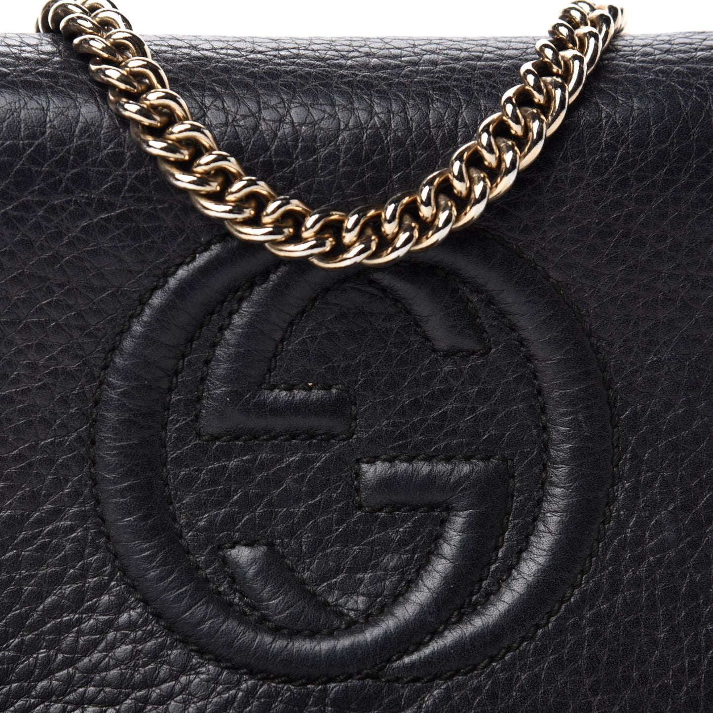Pebbled Calfskin Small Soho Flap Crossbody Black