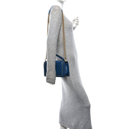 Chanel Calfskin Quilted Medium Boy Top Handle Flap Blue 2 of 10