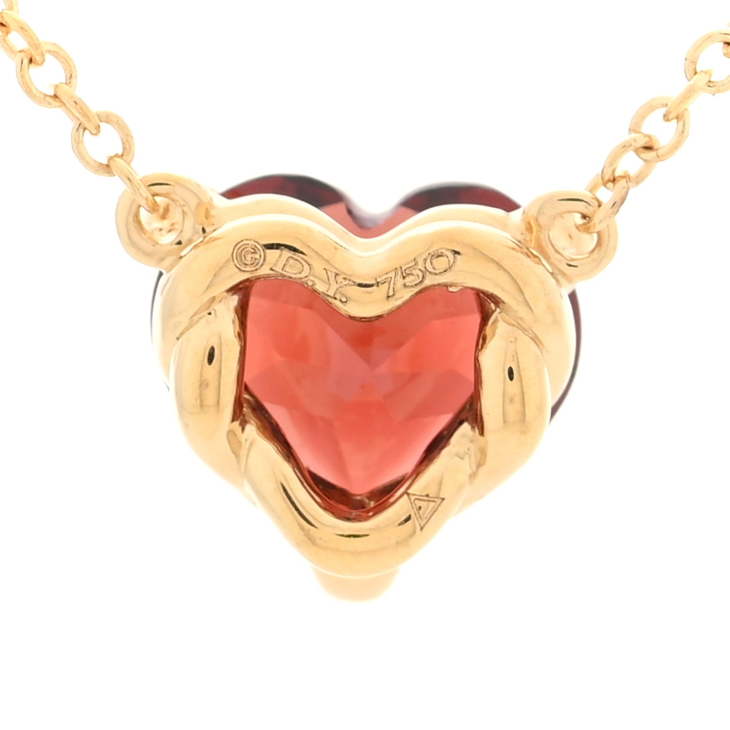 18K Yellow Gold Garnet Heart Pendant Necklace