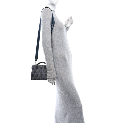 Fendi Chenille Vitello Seta FF Peekaboo I See U X Cross Satchel Blue Notte 2 of 10