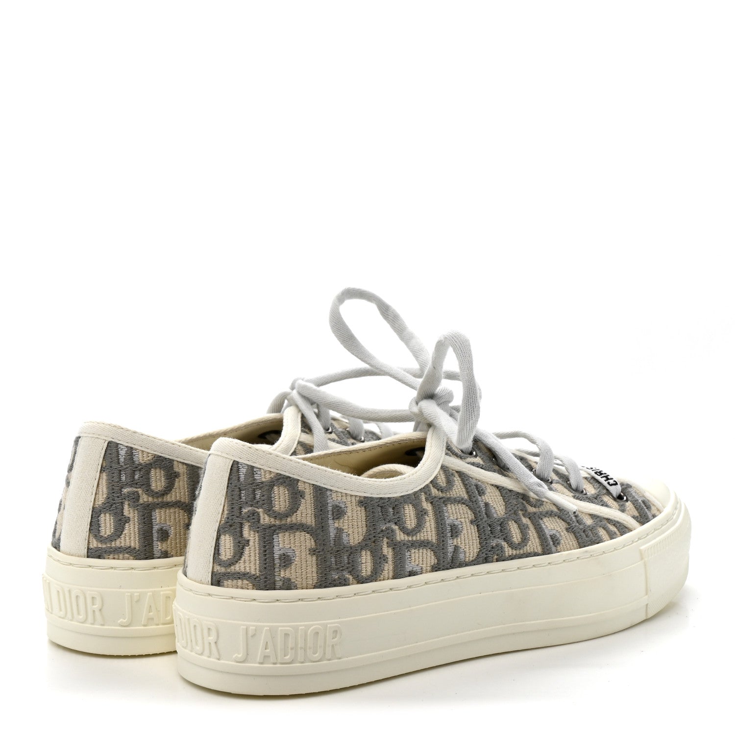Christian Dior Canvas Oblique Walk'N'Dior Low Top Sneakers 35.5 Grey Stone 5 of 9