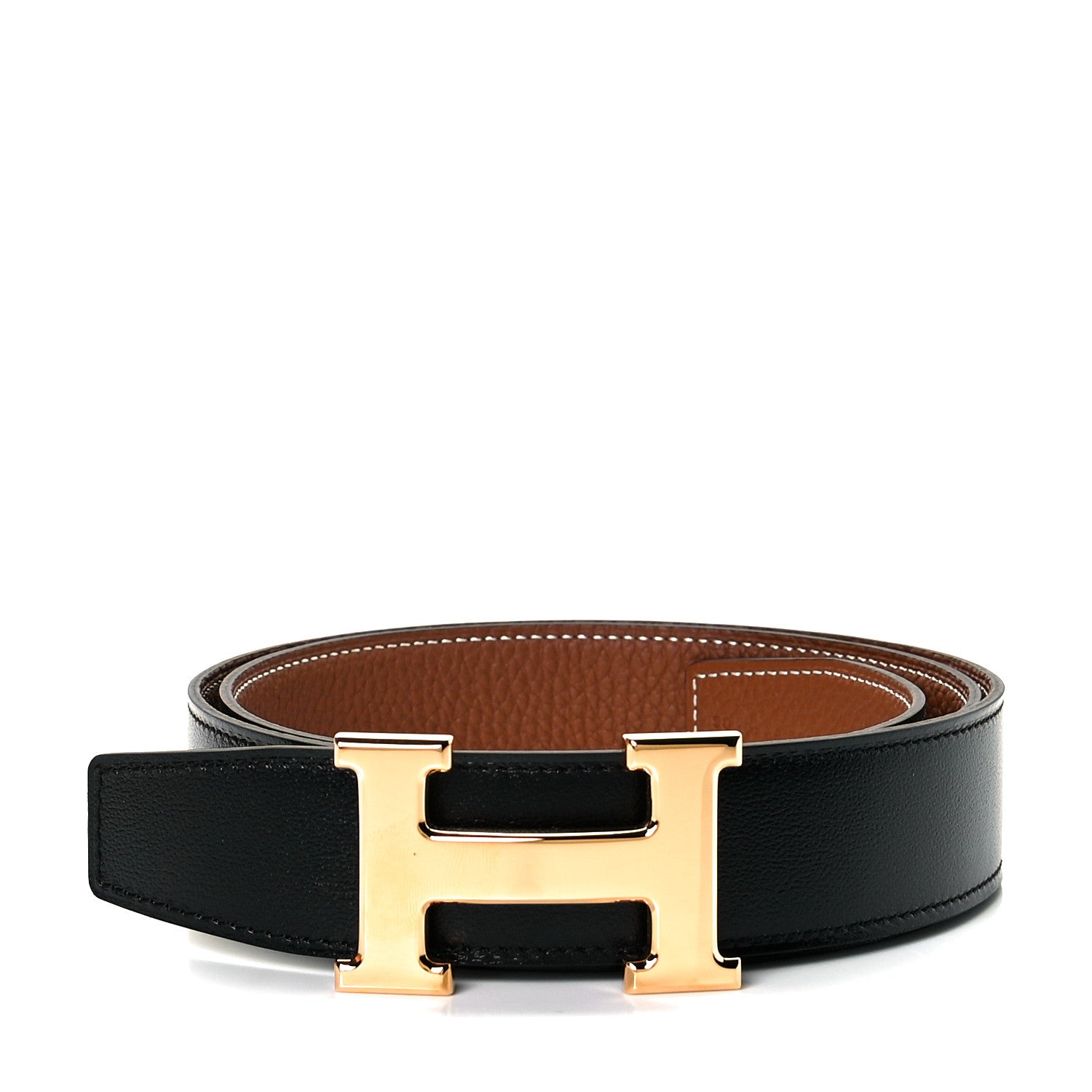 Hermes Swift Togo 32mm H Belt 90 Black Gold 1 of 4