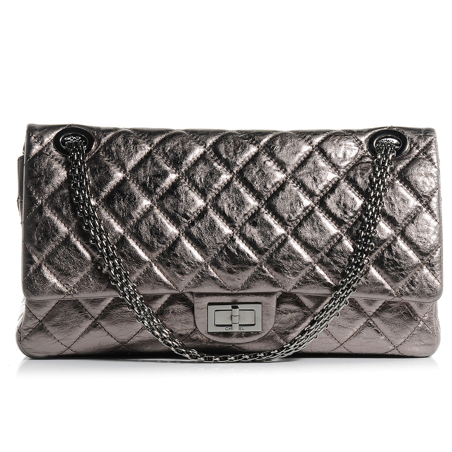 Aged Calfskin 2.55 Reissue 228 Flap Dark Silver
