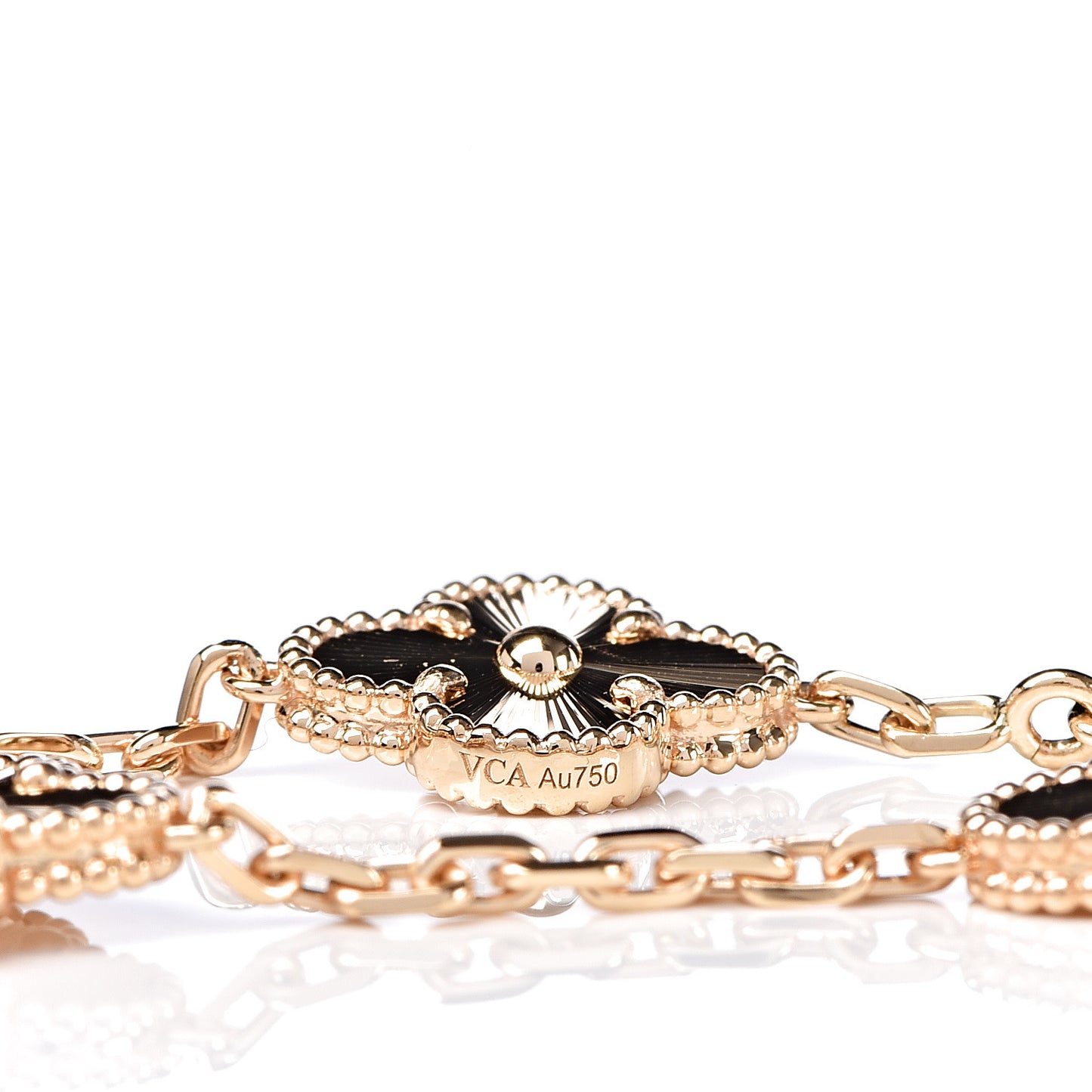 18K Yellow Gold 5 Motifs Guilloche Vintage Alhambra Bracelet