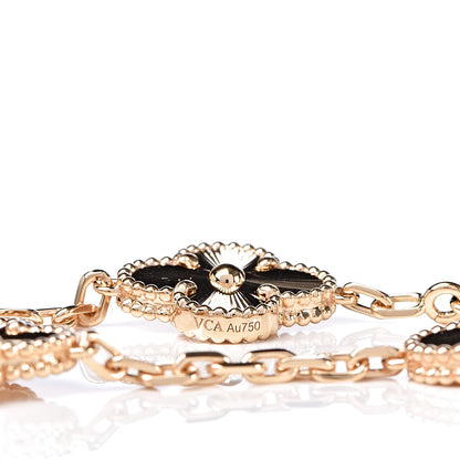 Van Cleef & Arpels 18K Yellow Gold 5 Motifs Guilloche Vintage Alhambra Bracelet 4 of 6