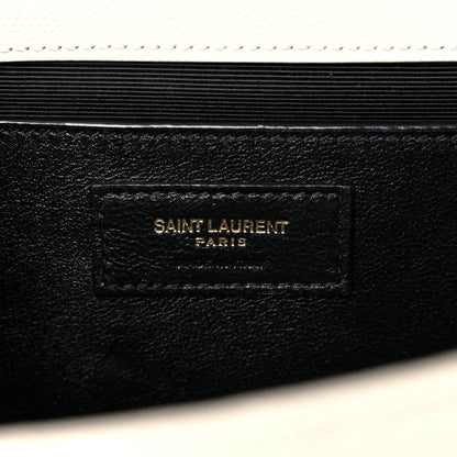 Saint Laurent Grain De Poudre Textured Mixed Matelasse Medium Triquilt Monogram Satchel Crema Soft 7 of 13