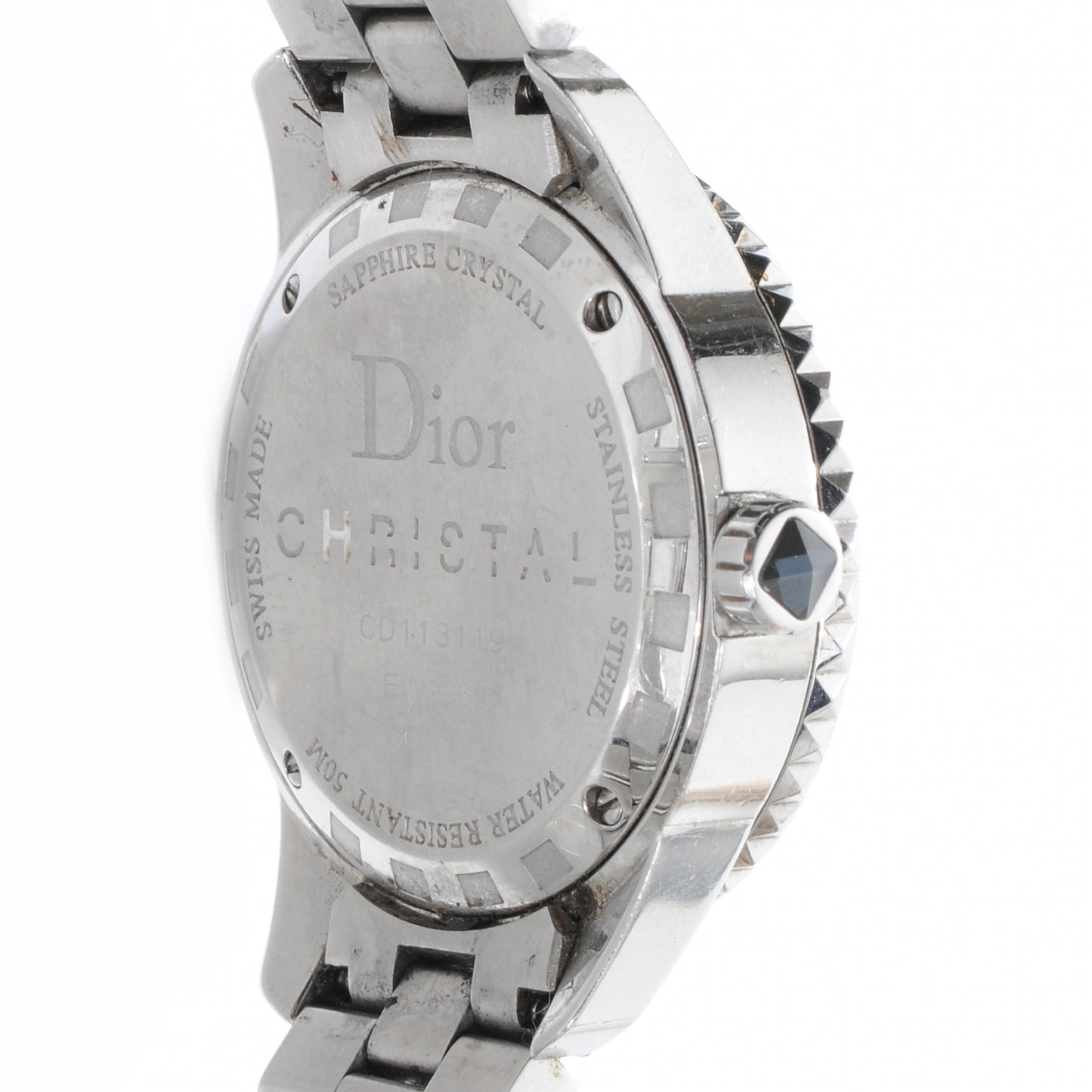 Stainless Steel Diamond Sapphire 33mm Christal Quartz Watch Black