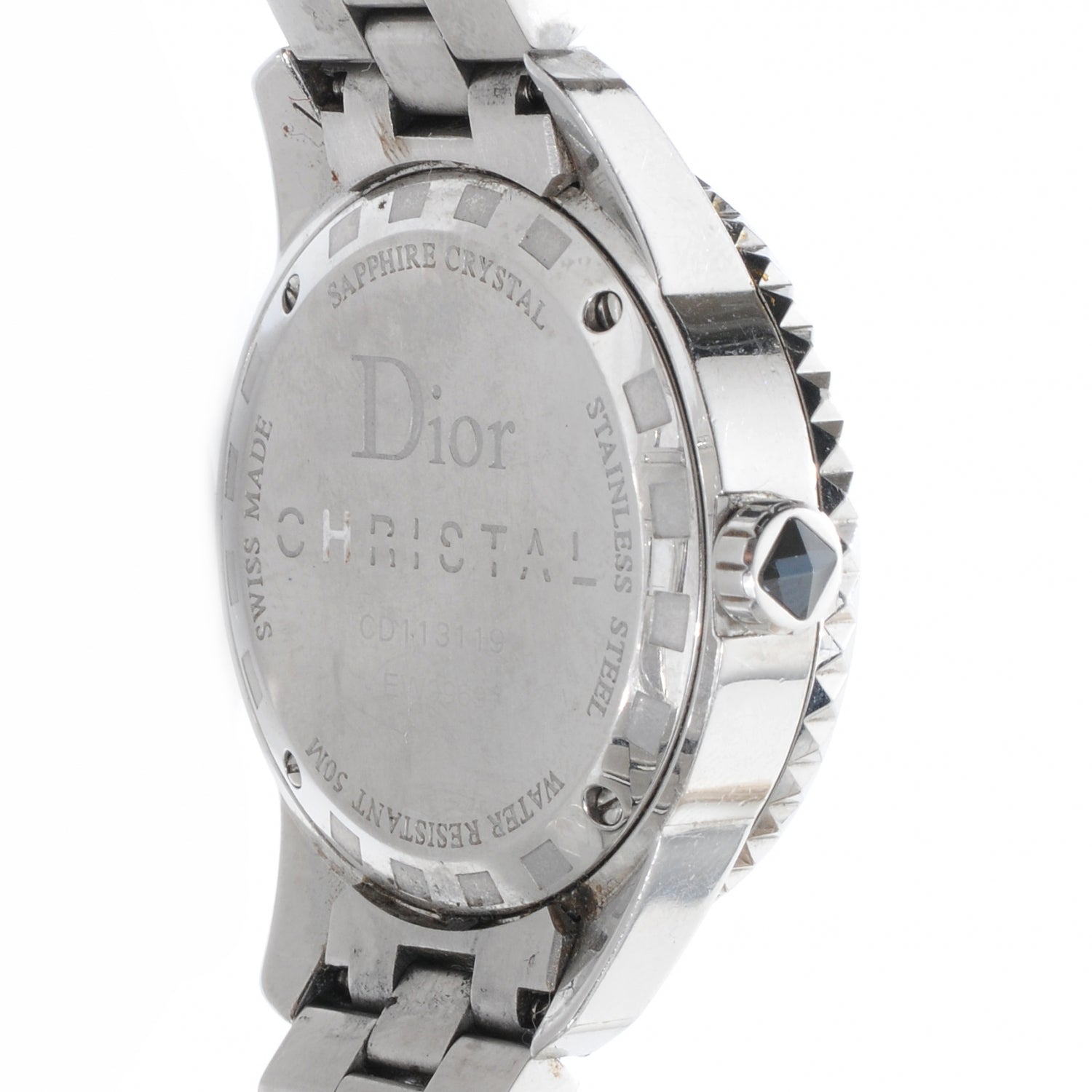 Christian Dior Stainless Steel Diamond Sapphire 33mm Christal Quartz Watch Black 5 of 5