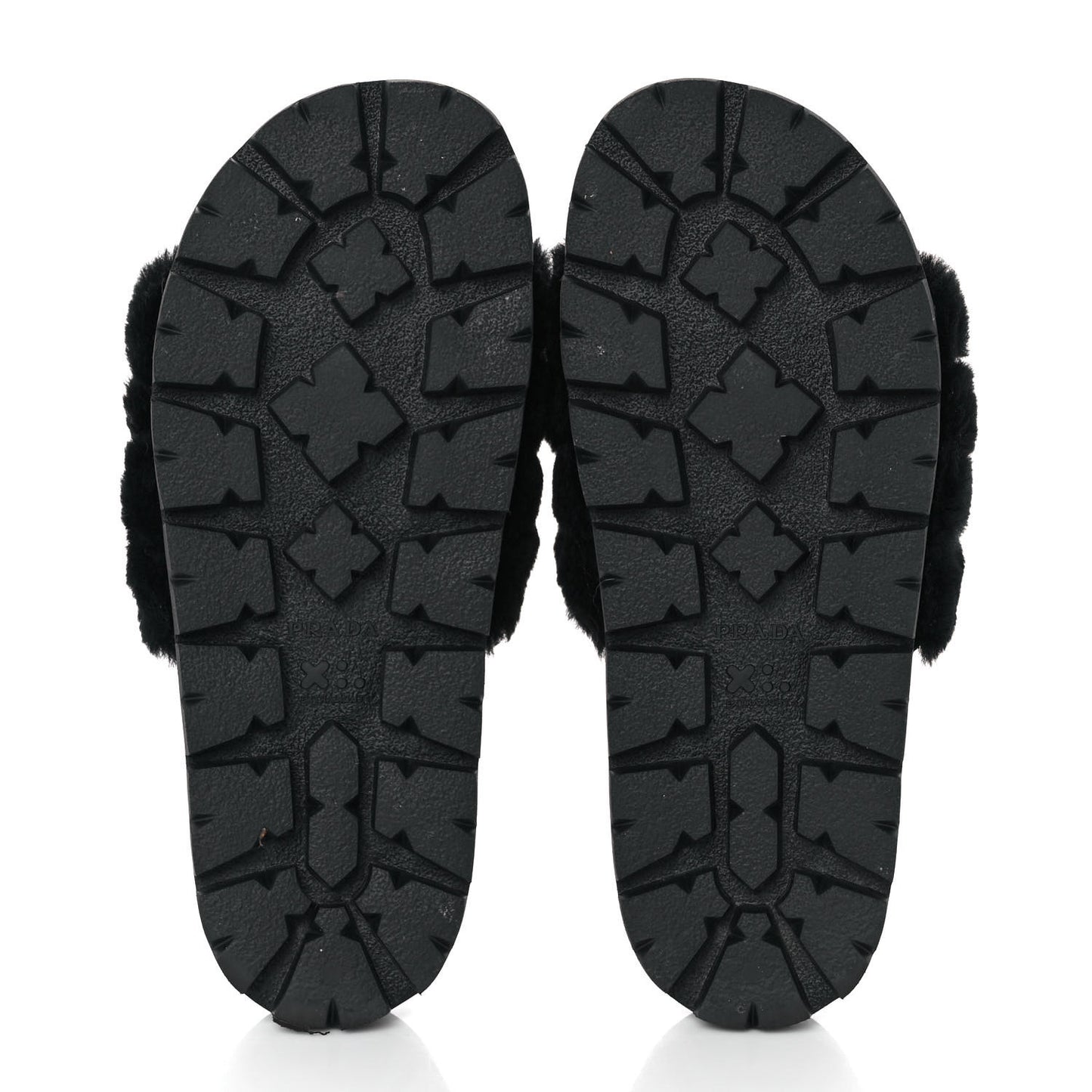 Montone Metal Triangle Logo Lug Sole 20mm Slide Sandals 37.5 Black