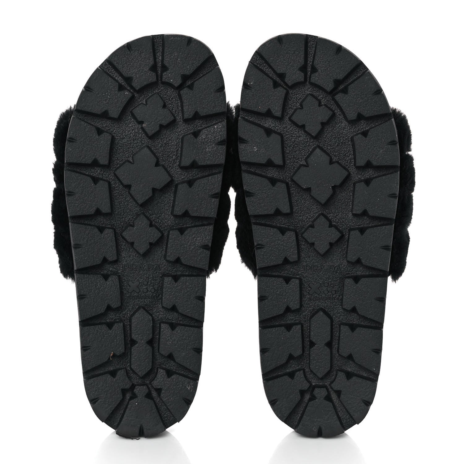 Prada Montone Metal Triangle Logo Lug Sole 20mm Slide Sandals 37.5 Black 5 of 9