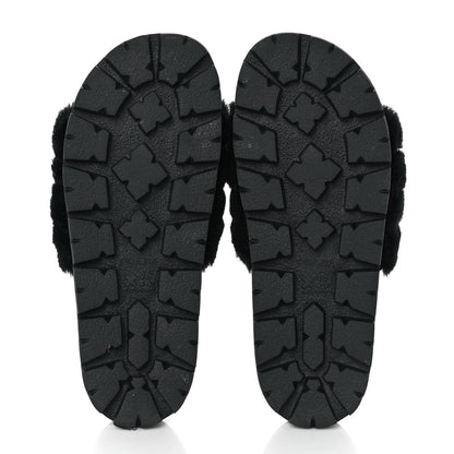 Prada Montone Metal Triangle Logo Lug Sole 20mm Slide Sandals 37.5 Black 5 of 9