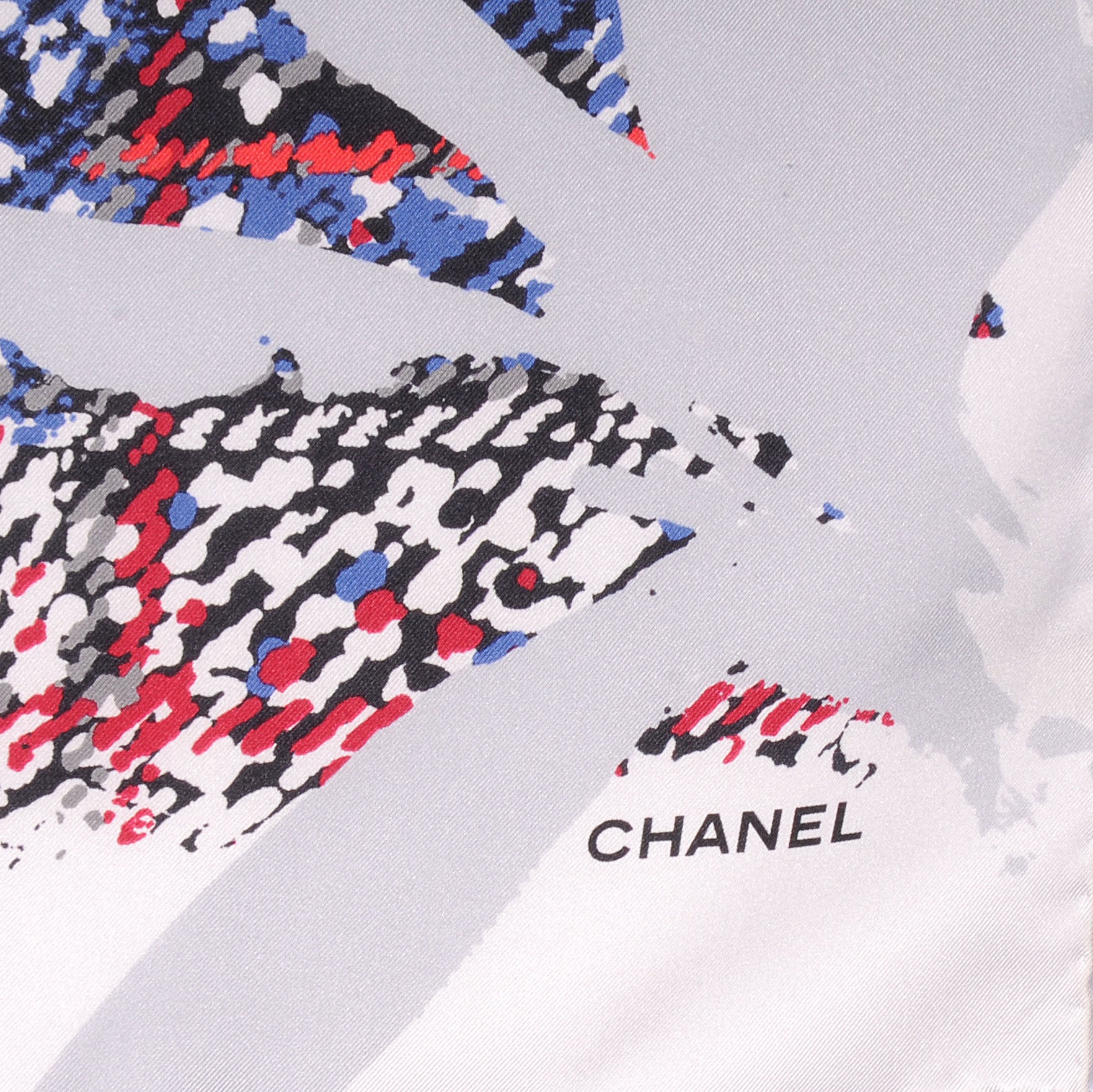 Chanel Silk CC Thistle Scarf Blue Red 2 of 5
