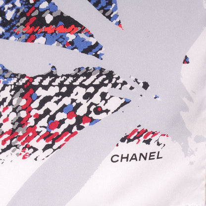 Chanel Silk CC Thistle Scarf Blue Red 2 of 5