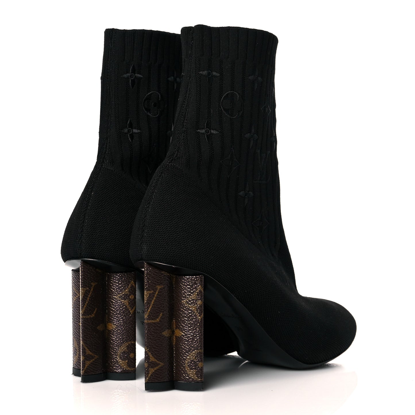 Monogram Stretch Fabric Silhouette Ankle Boots 39 Black