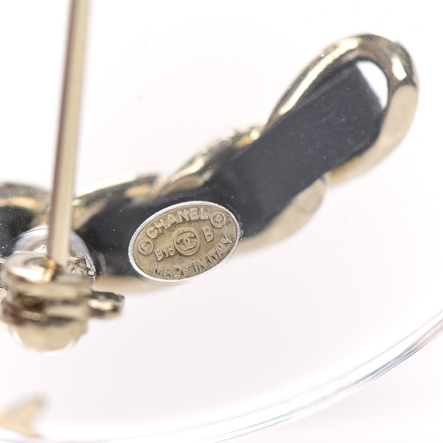 Chanel Metal Resin Lambskin N° 5 CC Drop Brooch Black Gold 3 of 4