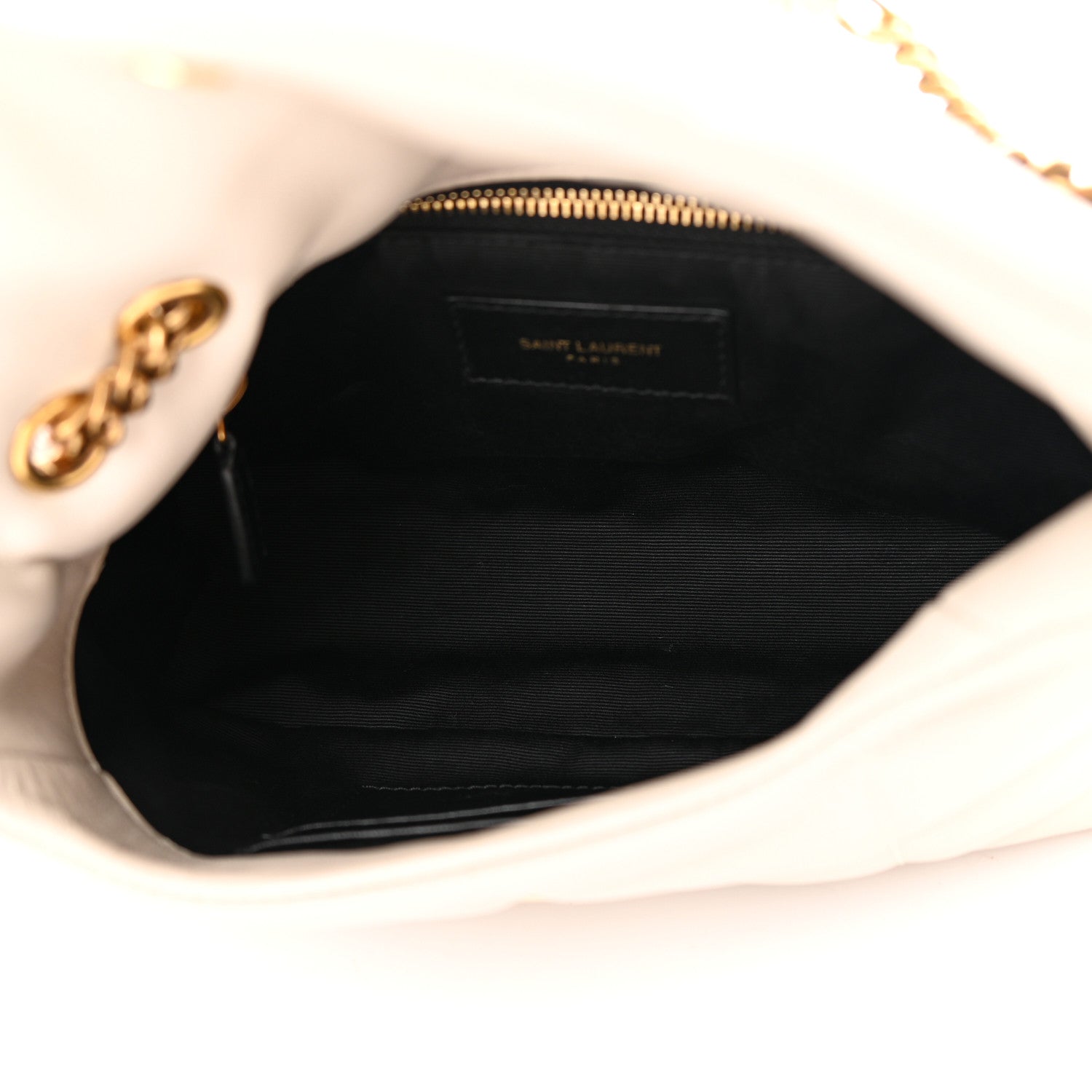Saint Laurent Lambskin Quilted Toy Loulou Puffer Monogram Chain Satchel Crema Soft 5 of 12