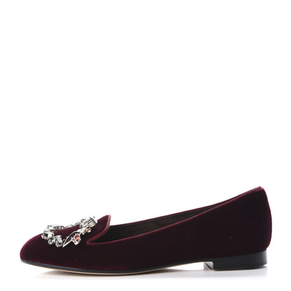 Christian Dior Velvet Tresor Flats 35.5 Bordeaux 1 of 11