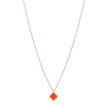 Van Cleef & Arpels 18K Rose Gold Carnelian Sweet Alhambra Pendant Necklace 1 of 5