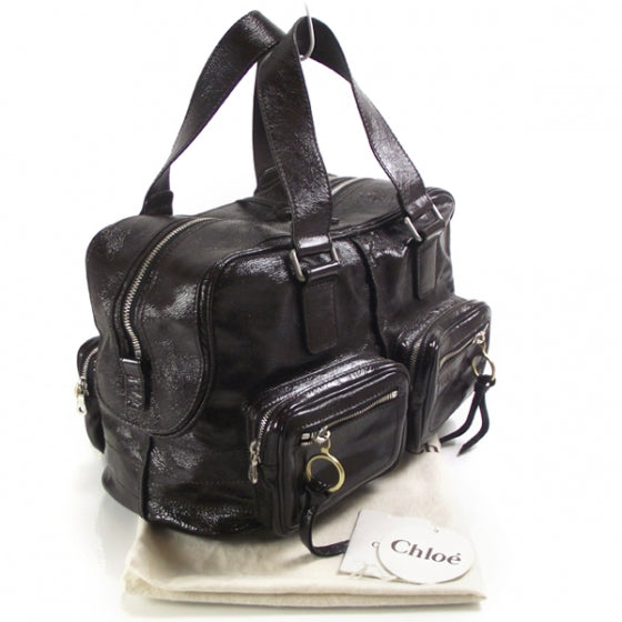 Chloe Crinkled Patent Betty Shoulder Bag Brown 3 of 14