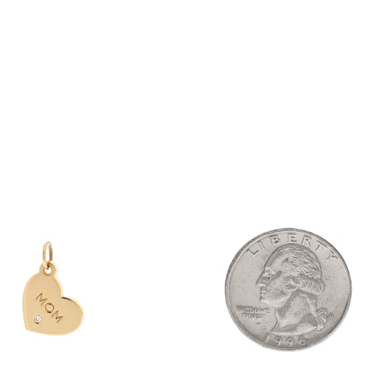 Tiffany 18K Yellow Gold Diamond Mom Heart Charm 2 of 4
