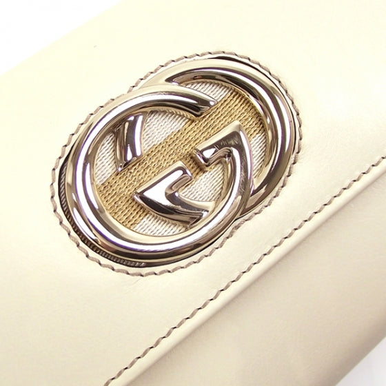Leather Britt Continental Wallet Beige