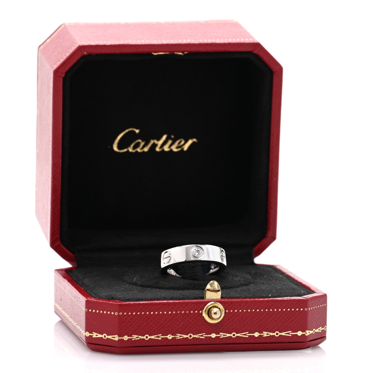 Cartier 18K White Gold 3 Diamond 5.5mm LOVE Ring 50 5.25 5 of 5