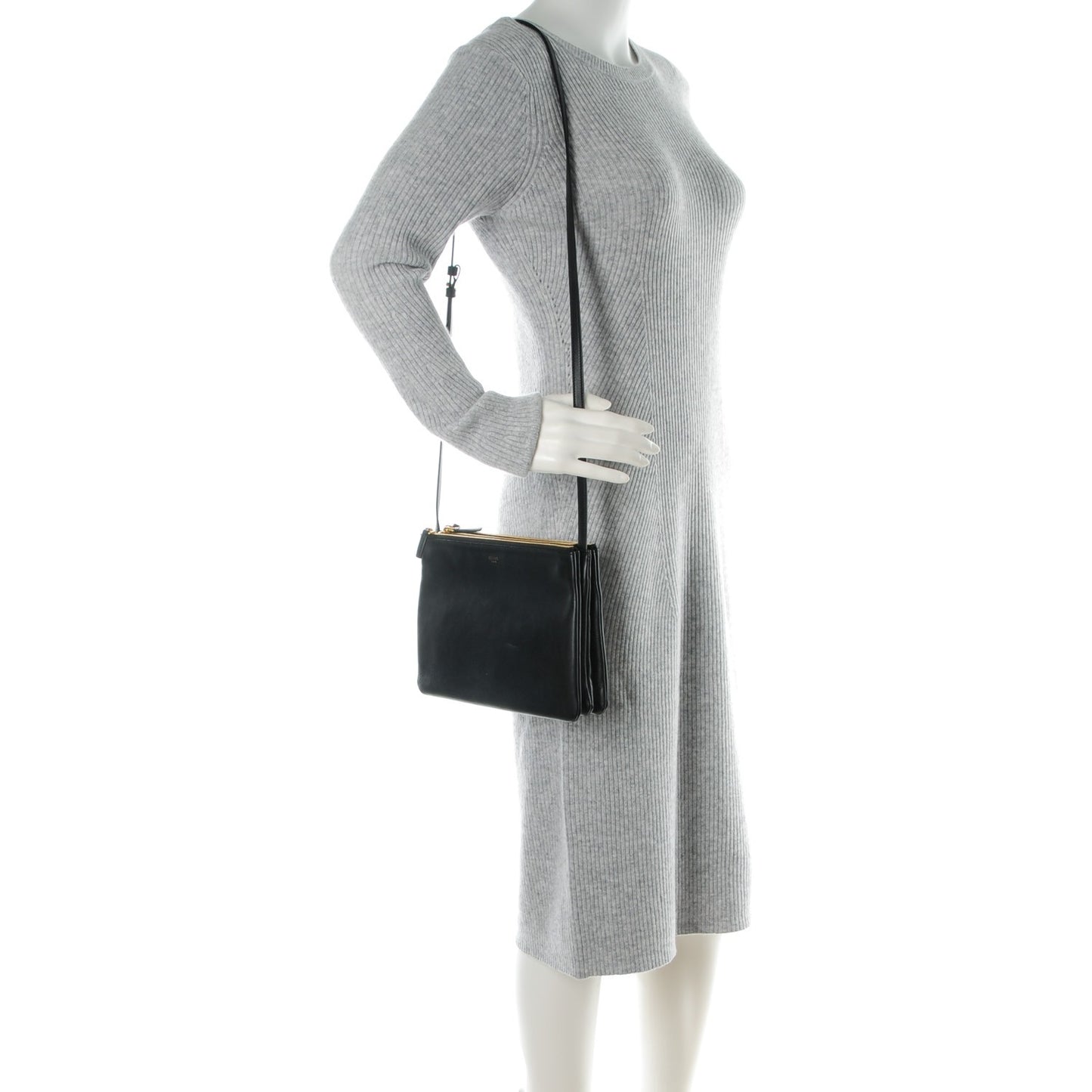 Lambskin Large Trio Crossbody Bag Black