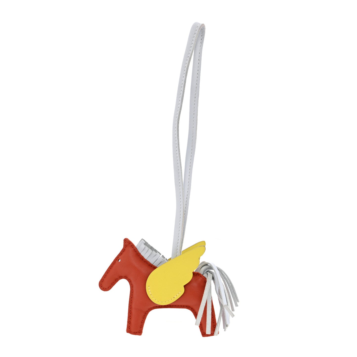 Milo Lambskin Grigri Rodeo Pegase Horse Bag Charm PM Cornaline Bleu Brume Lime