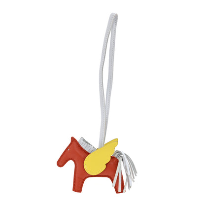 Hermes Milo Lambskin Grigri Rodeo Pegase Horse Bag Charm PM Cornaline Bleu Brume Lime 1 of 5