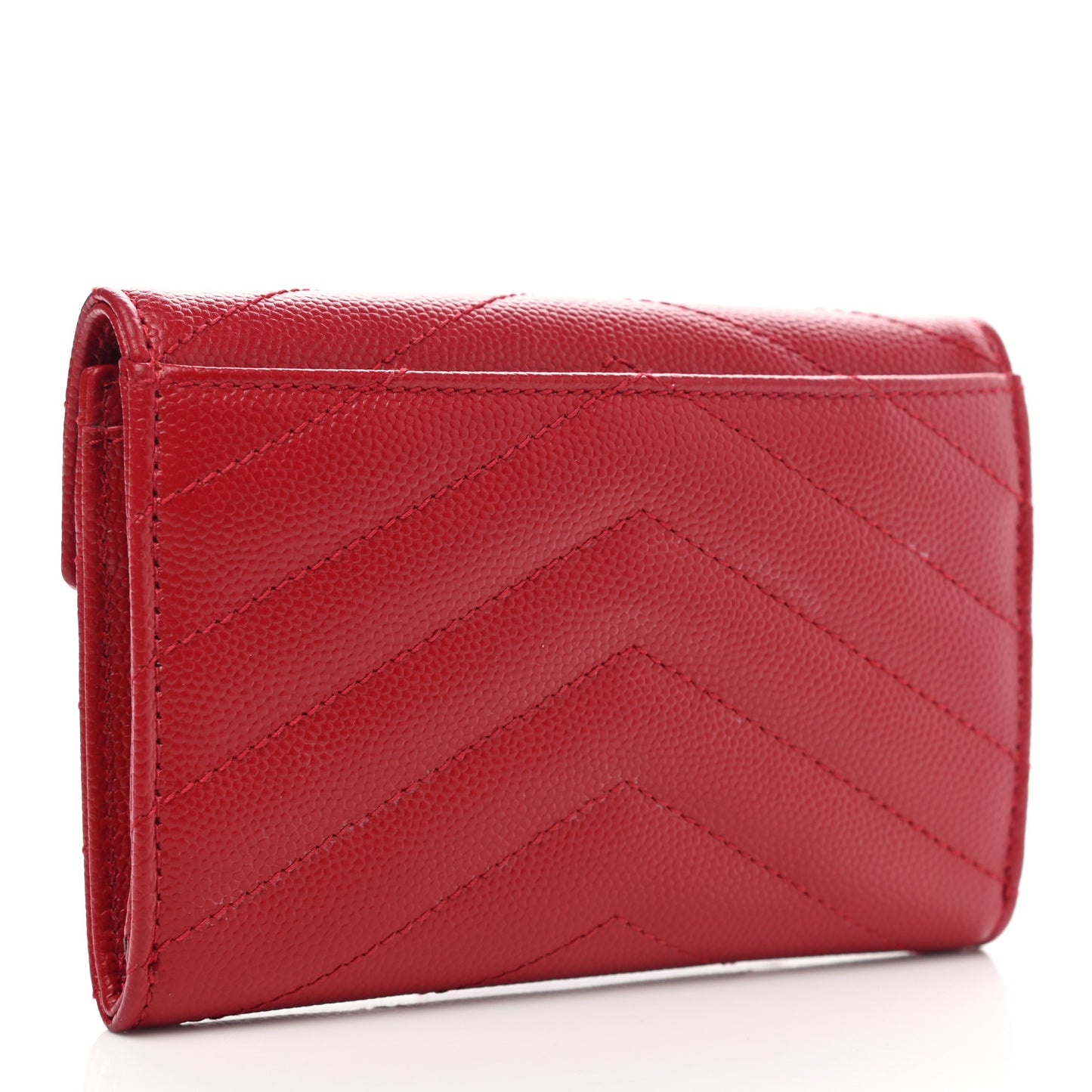 Grain De Poudre Matelasse Chevron Small Monogram Envelope Wallet New Red