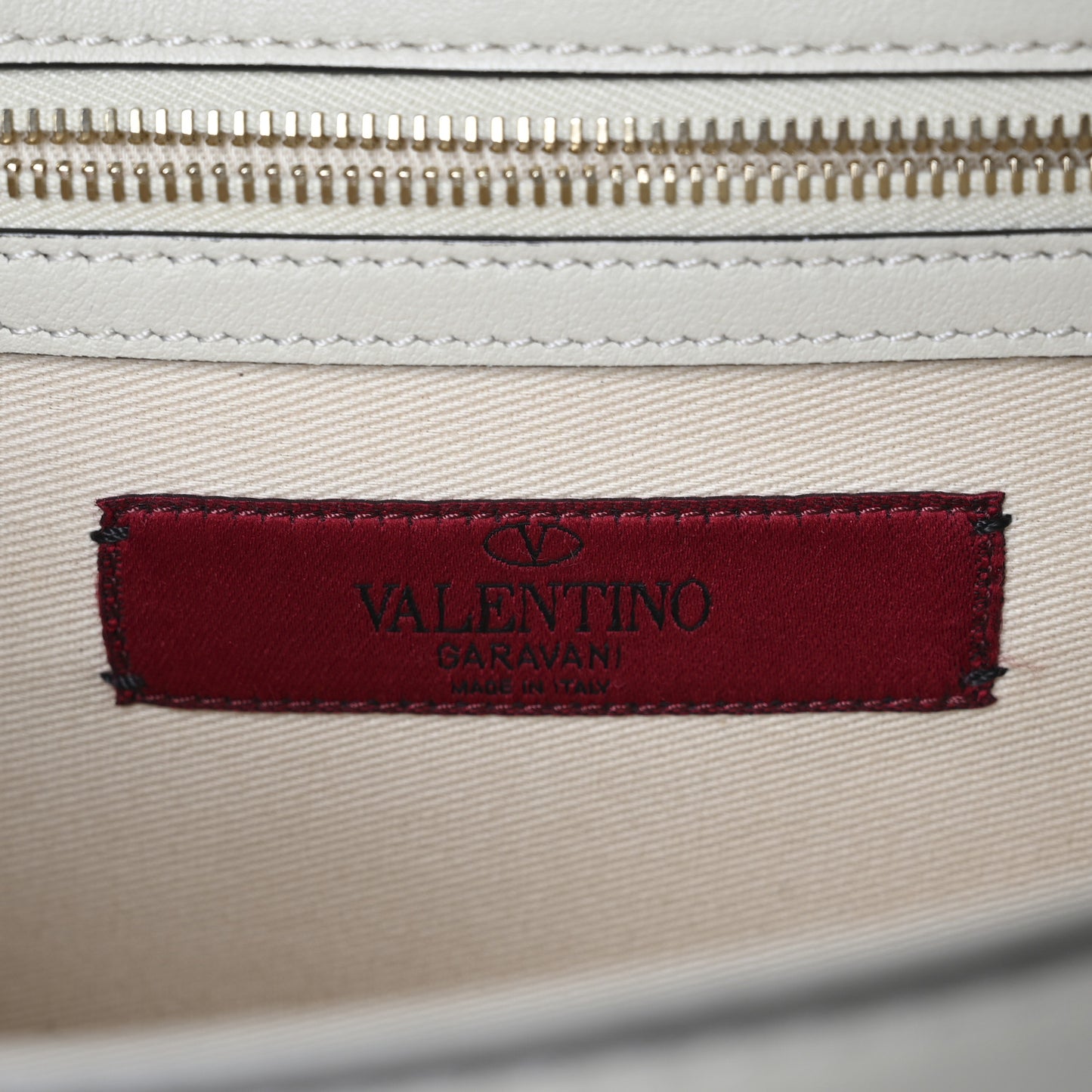 Vitello Medium Glam Lock Rockstud Flap Light Ivory