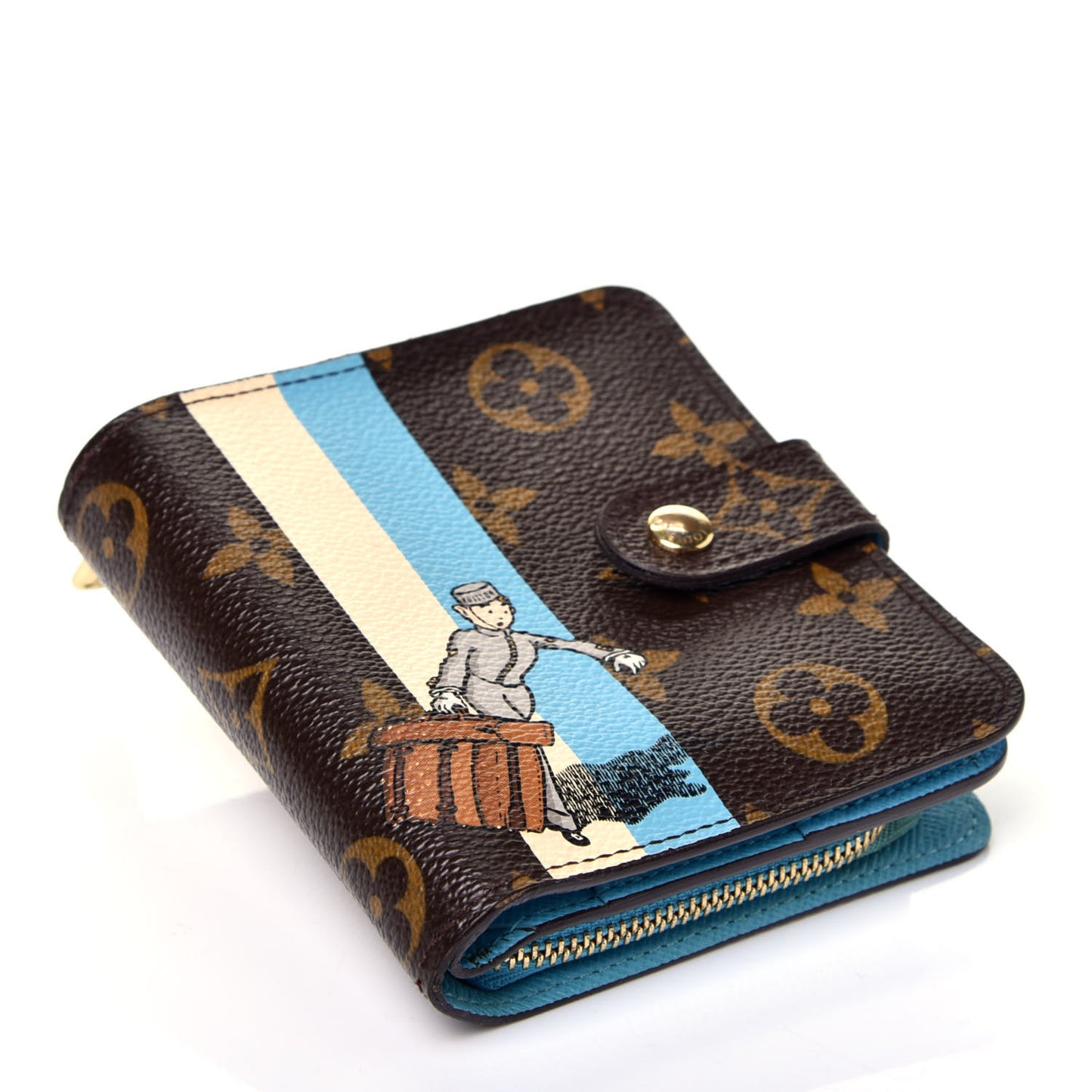 Monogram Groom Compact Zip Wallet Blue