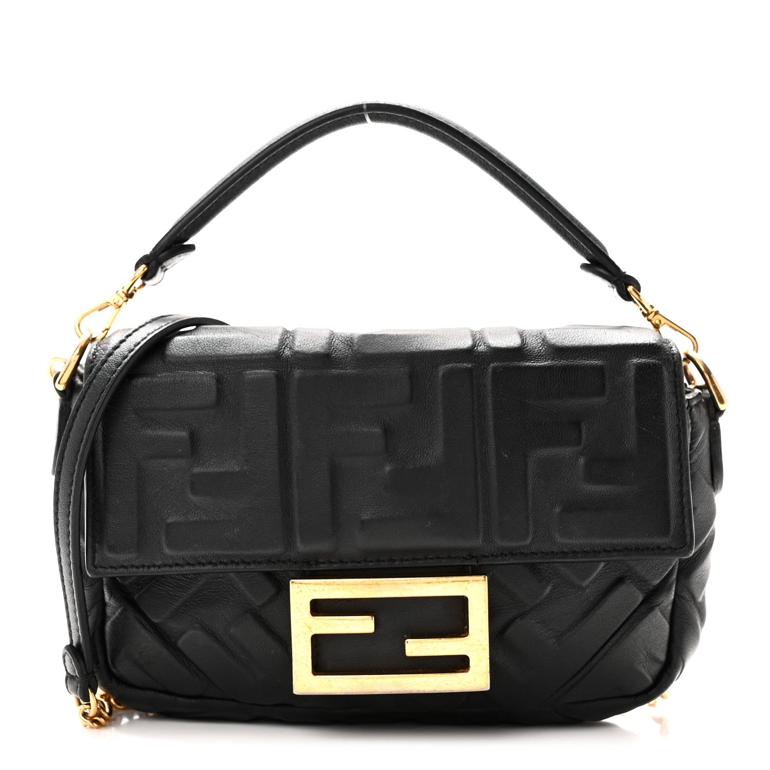 Fendi Nappa FF 1974 Embossed Mini Baguette Black 1 of 10