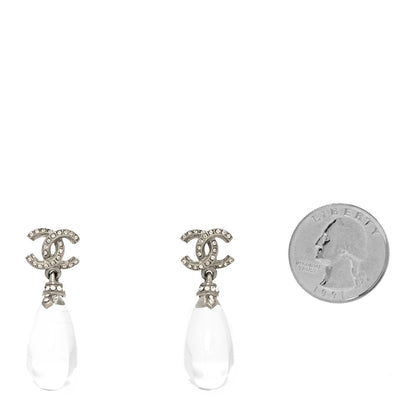 Chanel Ruthenium Crystal CC Drop Earrings Silver 2 of 4