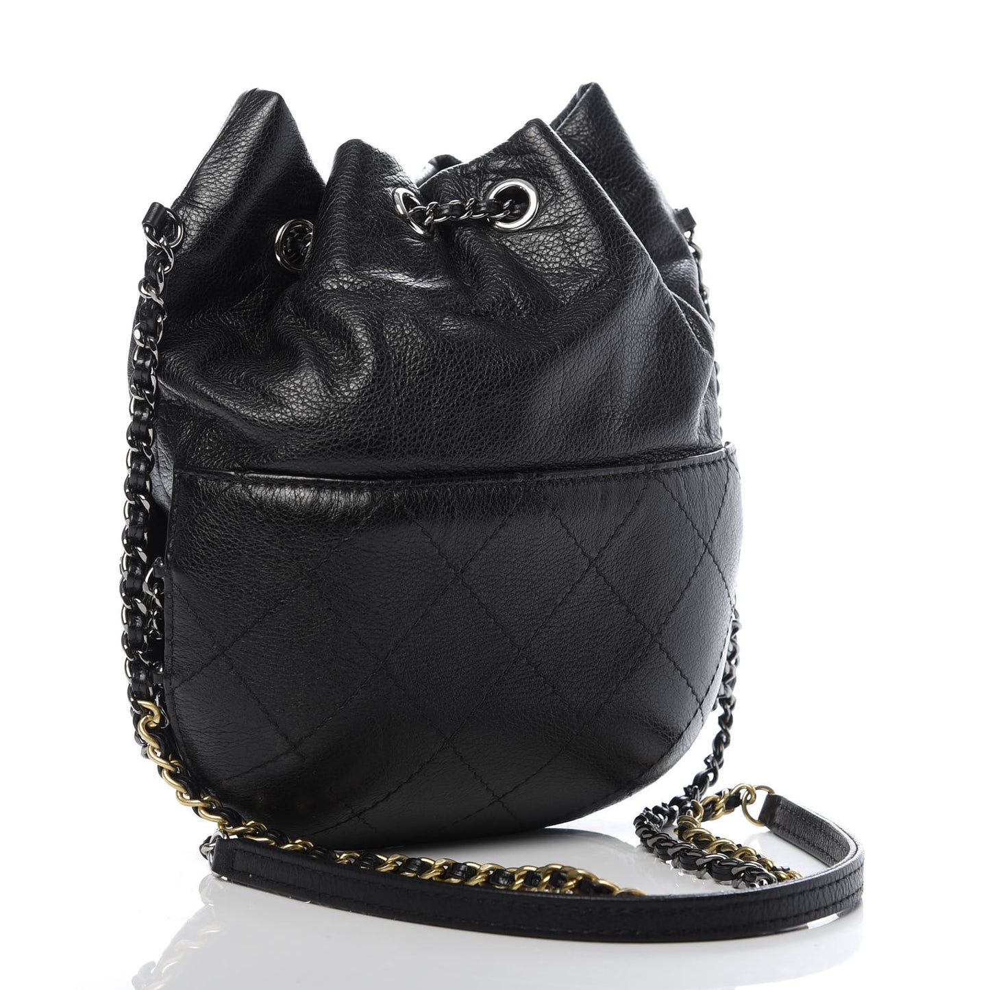 Calfskin Quilted Small Gabrielle Bucket Black