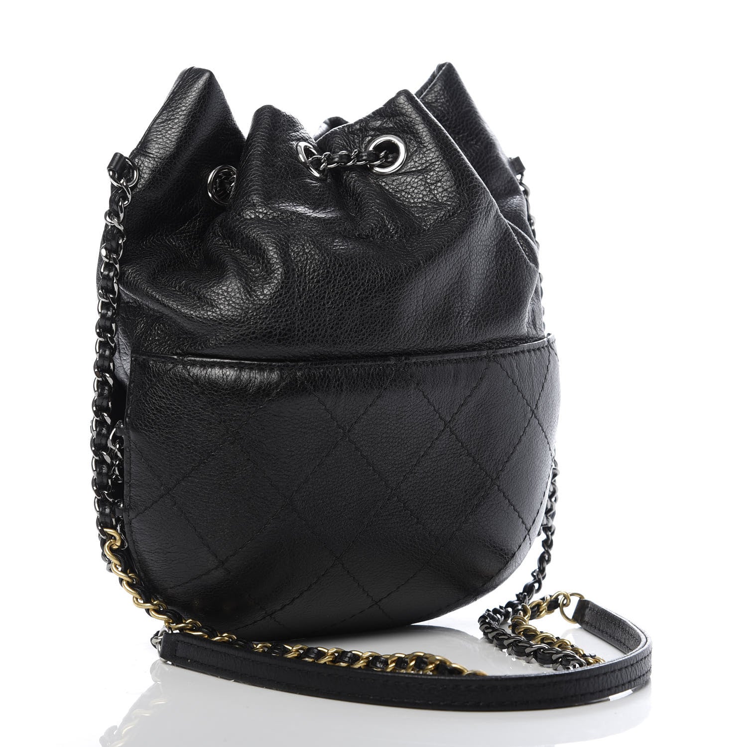 Chanel Calfskin Quilted Small Gabrielle Bucket Black 3 of 9