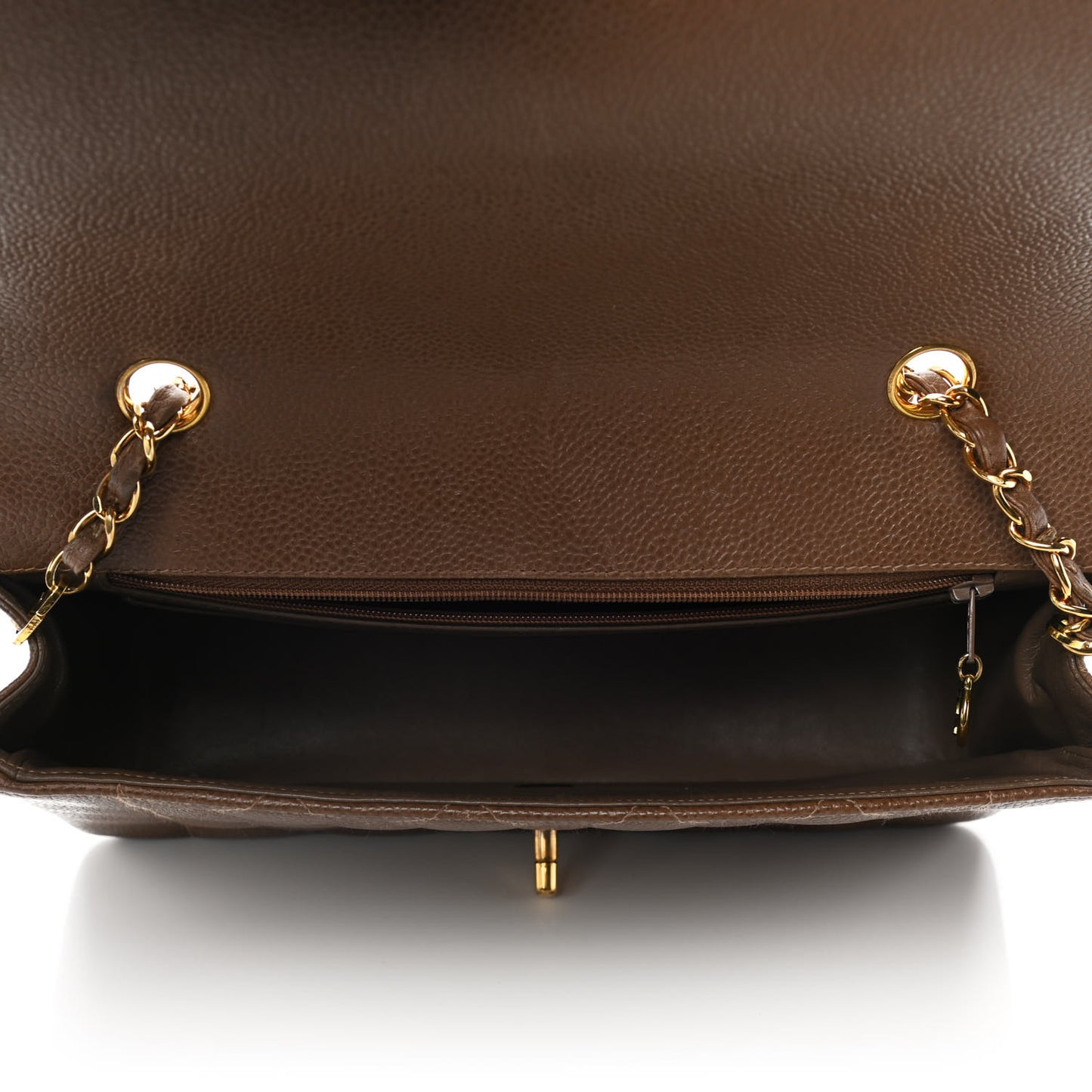 Caviar Quilted Medium Single Flap Brown