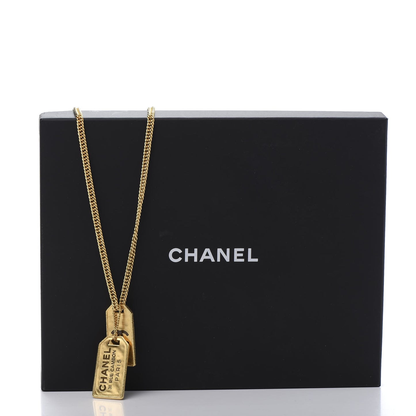 ID Dog Tag Charm Necklace Gold