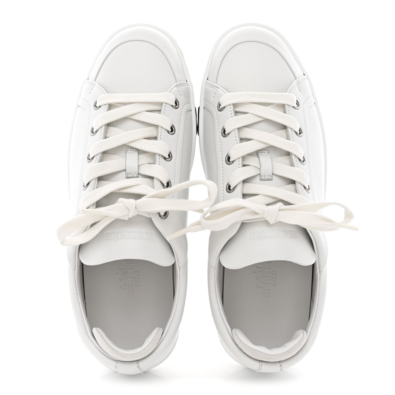 Hermes Calfskin Suede Goatskin Mens Kid Sneakers 37 White 2 of 9