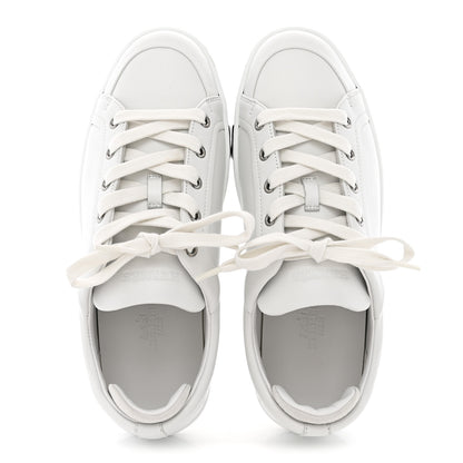 Hermes Calfskin Suede Goatskin Mens Kid Sneakers 37 White 2 of 9