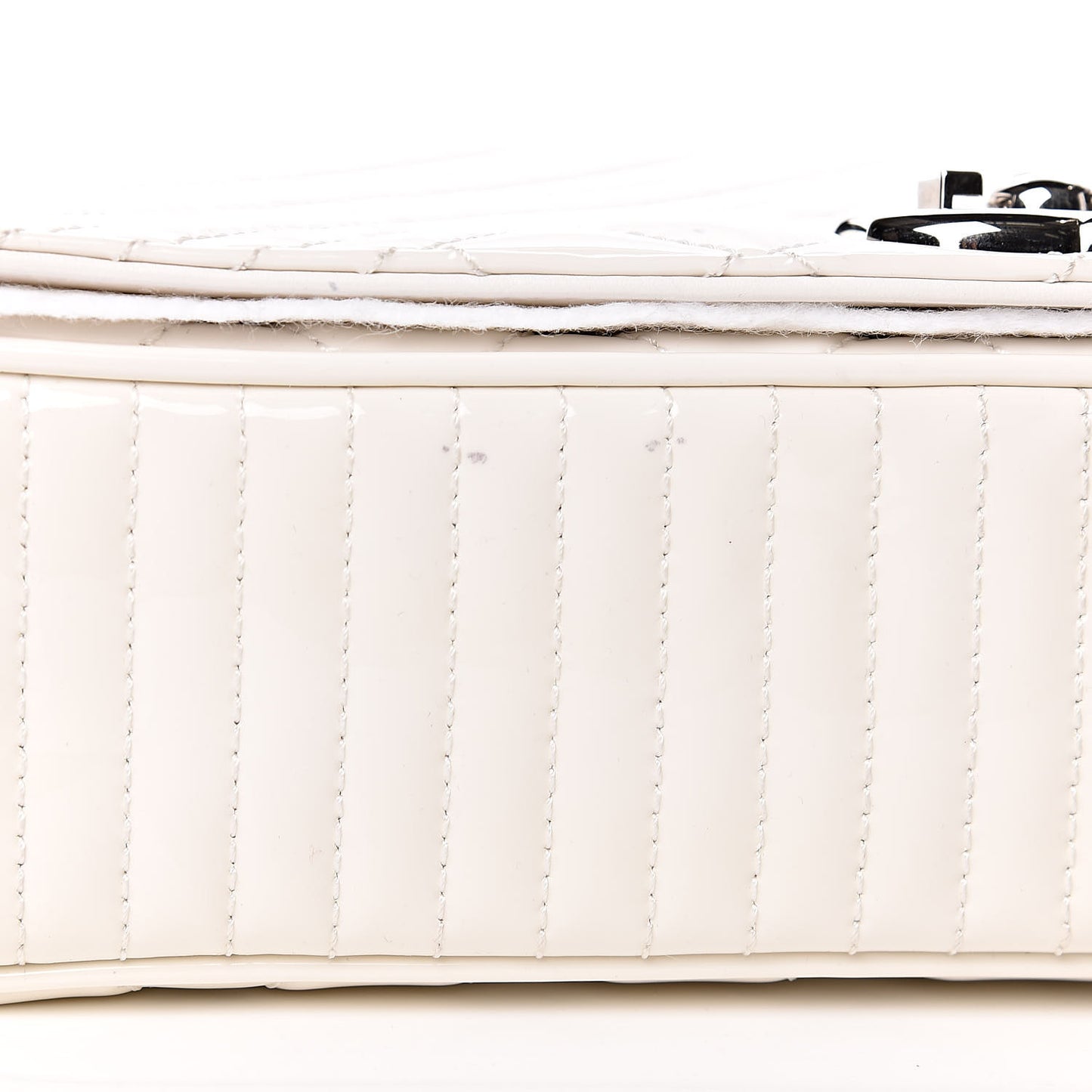 Glazed Calfskin Quilted Medium Coco Boy Flap White