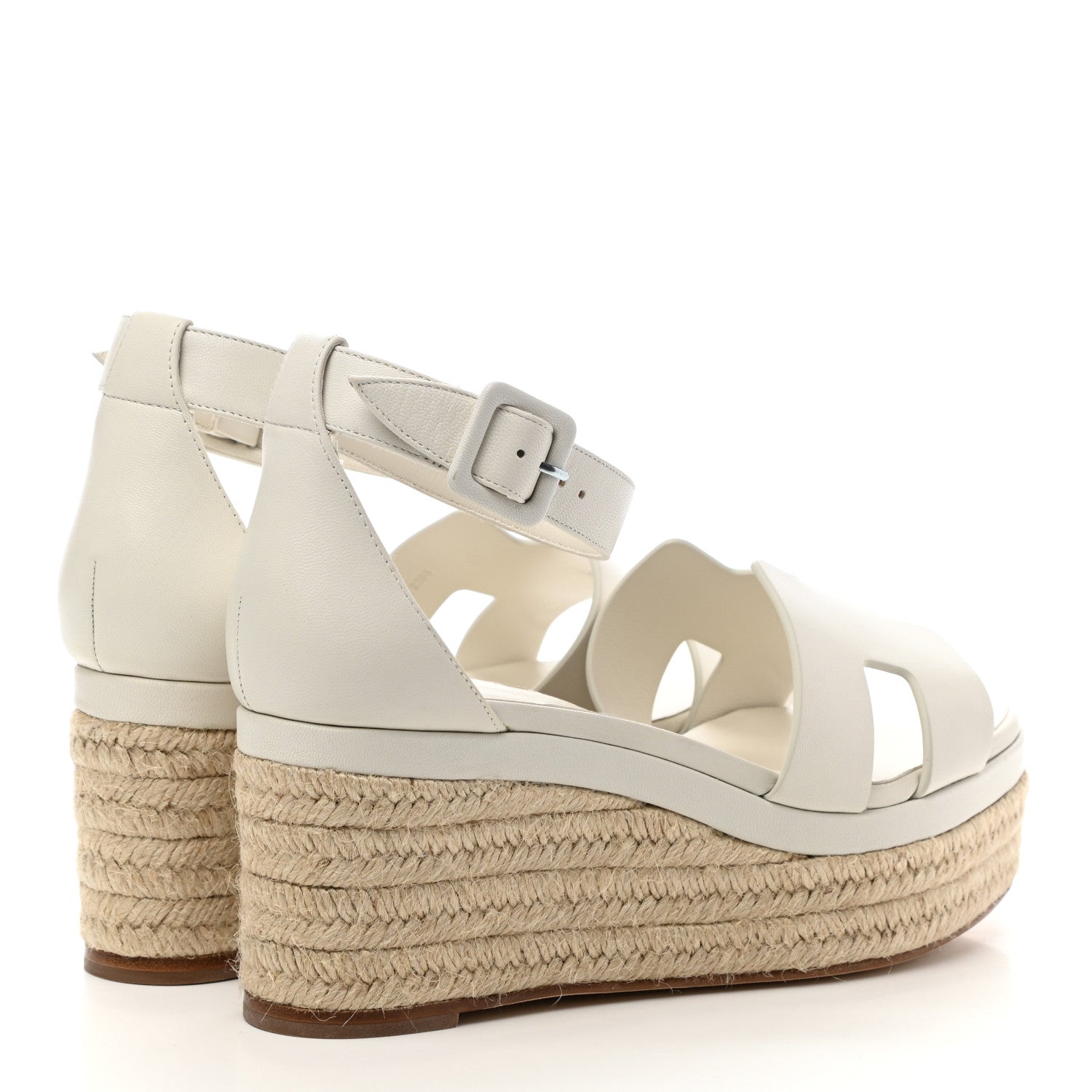 Hermes Goatskin Elda Espadrille Wedge Sandals 39 White 4 of 9